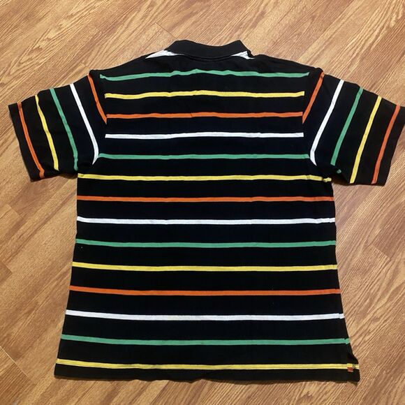 Southpole Polo Shirt Mens M Sriped Baggy Streetwear Hiphop Black S/S Y2K VTG - Picture 3 of 11